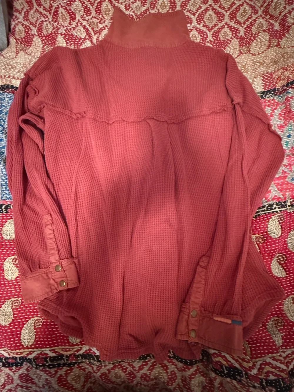 Sundance Rust Red Button-Front Textured Shacket - Picture 3 of 3